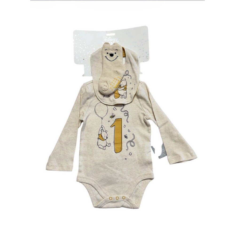 Disney Baby One Year Old Winnie The Pooh 3 Piece Outfit Cream 18-24 Month NWT